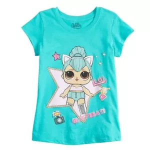 LOL Surprise! Glitterati KITTY QUEEN Girls 4, 5/6, 6X Blue T-Shirt *BRAND-NEW* - Picture 1 of 4