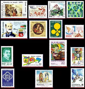 BRASIL 1970 - LOTE CON 15 SELLOS DEL AÑO - SCOTT 1141a ~ 1182, TODO MONTADO en muy buen estado - Imagen 1 de 1