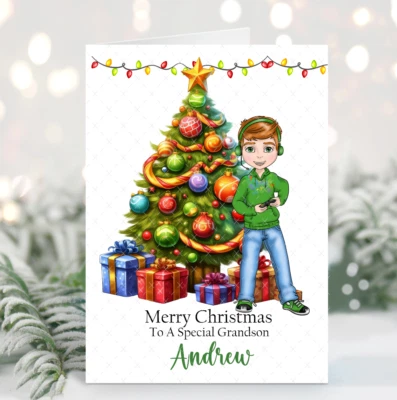 FORGETMEKNOT CARDS personalised Christmas Card Gamer Boys Son Grandson Nephew Brother Friend