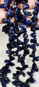 Side Drilled AAA Long Blue Sapphire Raw 30 Pieces 5-13 MM - Picture 1 of 5