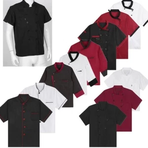 Herren Kurzarm/Langarm Koch Mantel Jacke Restaurant Küche Kochen Uniform - Bild 1 von 126
