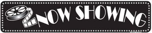 NOW SHOWING METAL STREET SIGN 24" X 5" ST HOME MOVIE THEATER CINEMA REEL SHOW - Picture 1 of 5