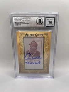 Paul Molitor Signed 2020 Allen Ginter Mini Frame 1/1 Printing Plate Beckett Auto - Picture 1 of 2