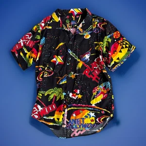 Vintage Planet Hollywood Hemd Herren S Planet Space AOP USA Made Hawaiian Button Up - Bild 1 von 4