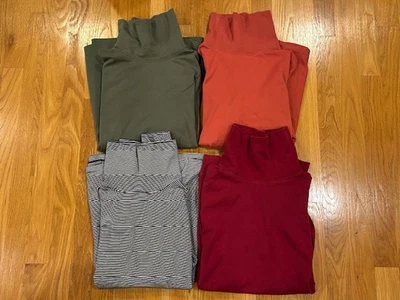 Lote Lote de 4 mujeres L.L. TOPS CUELLO ALTO ENTRELAZADO ALGODÓN FRIJOL Grande L Foto 1 de 4