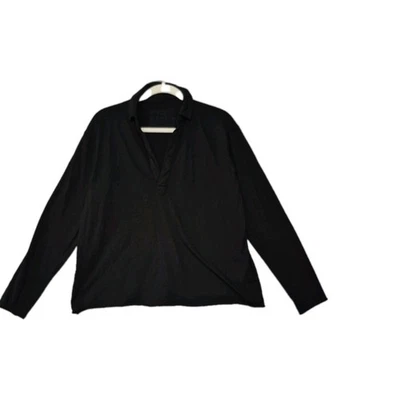 Top Henley pequeño Frank And Eileen de algodón negro con dobladillo crudo Patrick Popover para mujer Foto 1 de 4