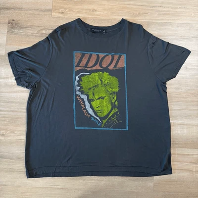 New Junk Food Billy Idol Black Whiplash Smile Shirt Size XL Single Stitch Rock - Image 1 of 4