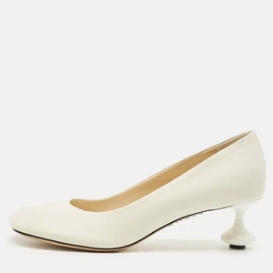 Loewe White Leather Toy Pumps Size 38 - Picture 1 of 9