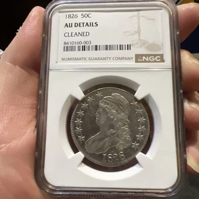 1826 Capped Bust Half Dollar AU Detail Cleaned NGC Certification - Image 1 of 4