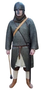 Mittelalter Kettenhemd genietet Hemd & Helm - Baustahl LARP SCA Rüstungsset - Bild 1 von 5