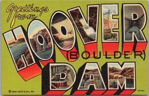 Postal grande vintage 1953 "HOOVER (Boulder) DAM" lino Curteich sin usar - Imagen 1 de 2