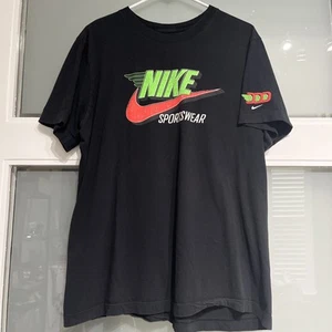 Nike Mens T-Shirt Size Large Black Short Sleeve Swoosh Sportswear Rare DDD - Picture 1 of 4
