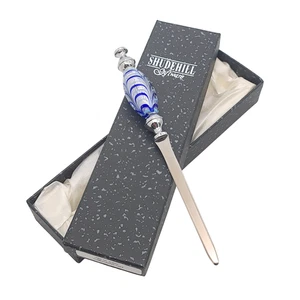 Shudehill Giftware Glass Handle Letter Opener 18.5cm Blue Silver Boxed - Picture 1 of 14