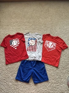 Boys’ Baseball T-shirts By Jumping Beans And Athletic Works Shorts Size 6 - Picture 1 of 10