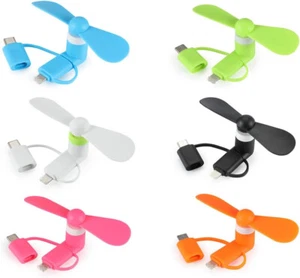 3in1 Portable mini Mobile Phone Fan cooler For iPhone Android Samsung Huawei - Picture 1 of 20