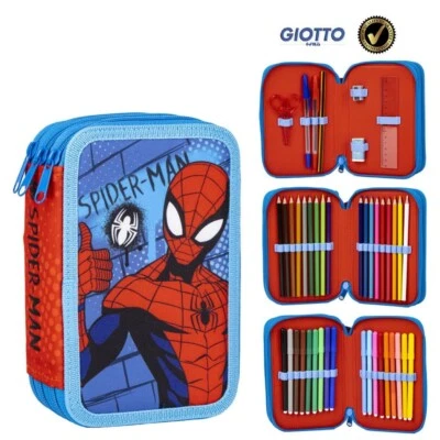 Spiderman 3 fach Mäppchen Federmappe Federtasche (gefüllt) 44 teilig Marvel