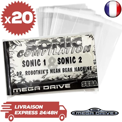 20 Protections Sachet Pochette Refermable Transparente Notice Jeux Megadrive - Photo 1/4