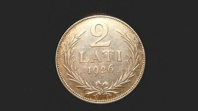 LATVIA. Silver 2 LATI 1926. KM 8.  Free U.S. shipping. - Image 1 of 2