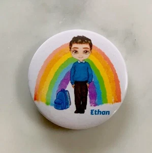 Personalised Pin Badges School-Party-Giveaways- Birthdays-Uniforms-Rainbow-58mm - Picture 1 of 8