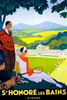 ST. HONORE LES BAINS RESORT SPORT TENNIS GOLF TRAVEL FRENCH VINTAGE POSTER REPRO - Image 1 of 3