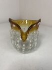 Owl Glass Vase Polka Dot Accents Golden Trim Small Hand-Blown Glass Decor