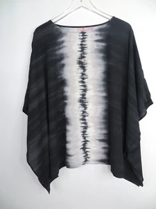 Quaker Factory Top Womens Large Black White Colorblock Kimono Rhinestones Fairy - Picture 1 of 7