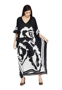Black White Dress Kaftan Caftan Size Maxi Women Cover Long Up Long Evening Dress - Picture 1 of 7