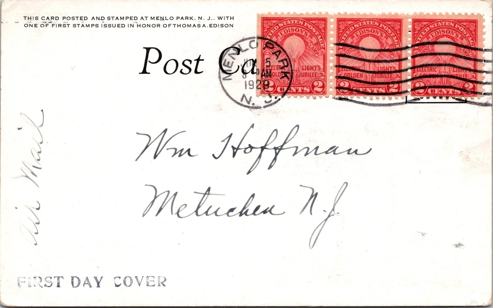 SC# 654-5 FDC - Edison Post Card - L36984 - Image 1 of 2