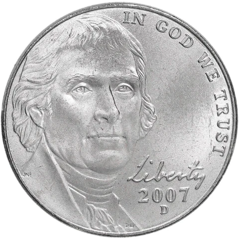 2007 D Jefferson Nickel BU Satin Finish Cover