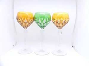 Copa de vino romana cristal de plomo cristal 3 piezas marrón verde 350 gramos - Imagen 1 de 11