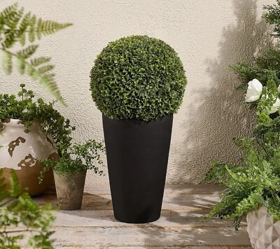 Garden Reflections 24"H Boxwood Sphere in Planter - Black M93500 -2 - Image 1 of 2