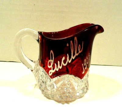 EAPG Ruby Stained Lucille 1908 Small Creamer - Image 1 of 4