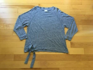 WRAP London Side Tie 100% Linen Top 3/4 Sleeve Blue Heather - Sz US 16 / UK 20 - Picture 1 of 6