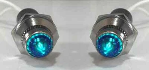Pair Blue Pilot Dash Indicator Warning Lights 12V - Vintage Classic Hot Rod - Picture 1 of 1