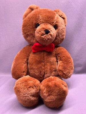 Oso de peluche Dakin Fun Farm Honey Jo Brown 20” 1986 vintage años 80 felpa roja pajarita Foto 1 de 4