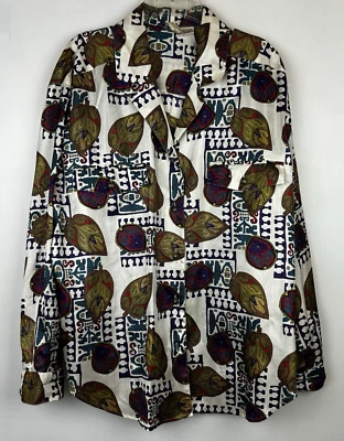 Blusa de Colección Leslie Fay Top Mujer 16 Tonos Crema Joya Clásica Estampado con Botones Foto 1 de 4