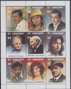 ST VINCENT  Sc # `1502a-i CPL MNH SHEET of 9 ITALIAN CULTURAL ICONS - Picture 1 of 1