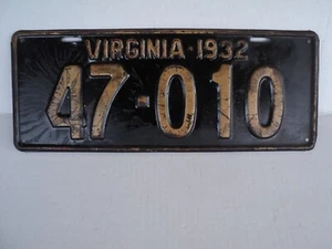 1932 - VIRGINIA LICENSE PLATE - 47-010 - Picture 1 of 7