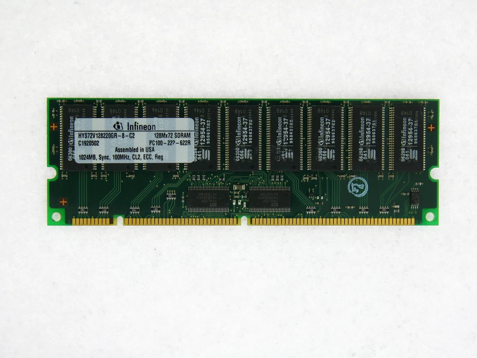 INFINEON HYS72V128220GR-8-C2 1GB SDRAM PC100 ECC REG RDIMM - Image 1 of 1