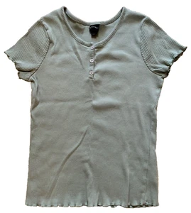 WN) Girls' Art Class Sage Green Ribbed Short Sleeve Shirt XL 14/16 - Picture 1 of 1