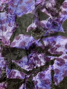 Fabric Lot 3 Yds 54 W Purple Violet Animal Print Crinkled Frayed Floral - Picture 1 of 8