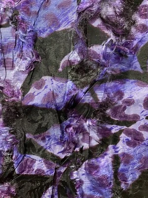Fabric Lot 3 Yds 54 W Purple Violet Animal Print Crinkled Frayed Floral - Image 1 of 4