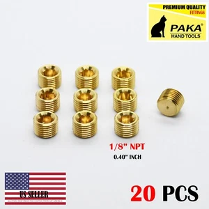 20Pcs 1/8" NPT Male Thread Brass Internal Hex Head Socket Pipe Plugs end cap - Picture 1 of 1