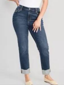Old Navy Damen Mid-Rise Boyfriend Jeans Bündchensaum Reese Dark Wash Gr. 28 - Bild 1 von 6