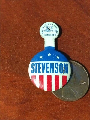 1950s Adlai Stevenson Tab Campaign Button for President - Image 1 of 3