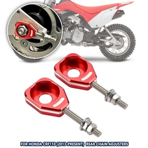 Red Aluminum Motorcycle Rear Chain Adjusters For HONADA All CRF110 2013-2023 CI - Picture 1 of 11