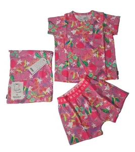Bonds Toddler Shorts Sleep Pj Set Size 4 Pink Waratah Flower Print With Bag - Picture 1 of 10