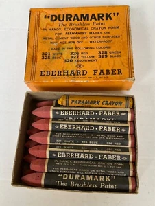 Antique Vintage Art Supplies EBERHARD FABER Brushless Paint Crayon RED 326 w BOX - Picture 1 of 9
