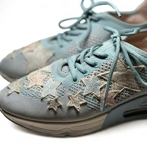 Ash Sneakers Running Trainers Blue Pink White Low Top Embroidered Stars Size 10 - Picture 1 of 13