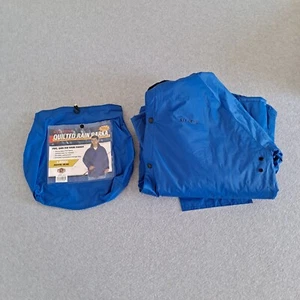 Stearns Coat Men Large Blue Quilted Rain Parka PVC Outdoor Camping Hunting Fish - Picture 1 of 11